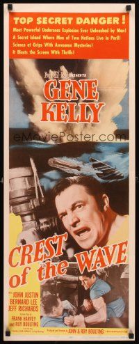 4g249 CREST OF THE WAVE insert '54 great close up of angry Gene Kelly at periscope of submarine!