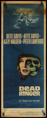 4g261 DEAD RINGER insert '64 creepy close up of skull & Bette Davis, who kills her own twin!