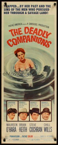4g262 DEADLY COMPANIONS insert '61 first Sam Peckinpah, sexy Maureen O'Hara caught swimming!