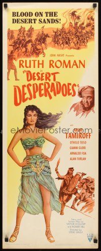 4g267 DESERT DESPERADOES insert '59 half-clad sexy Ruth Roman, cool battle art!