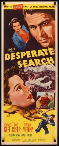 4g270 DESPERATE SEARCH insert '52 Jane Greer & Howard Keel trapped in the wild!