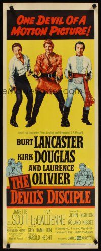 4g273 DEVIL'S DISCIPLE insert '59 Burt Lancaster, Kirk Douglas & Laurence Olivier all with 2 guns!
