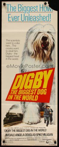 4g277 DIGBY THE BIGGEST DOG IN THE WORLD insert '74 cool giant artwork of sheep dog, wacky sci-fi!
