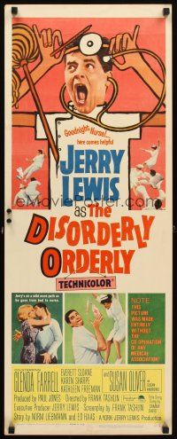 4g281 DISORDERLY ORDERLY insert '65 artwork of wackiest hospital nurse Jerry Lewis!