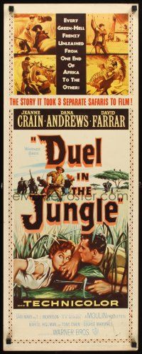 4g293 DUEL IN THE JUNGLE insert '54 Dana Andrews, sexy Jeanne Crain, African adventure artwork!