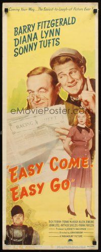 4g297 EASY COME, EASY GO insert '46 horse racing bettor Barry Fitzgerald, Diana Lynn!