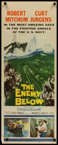 4g300 ENEMY BELOW insert '58 Robert Mitchum & Curt Jurgens in the amazing saga of the U.S. Navy!