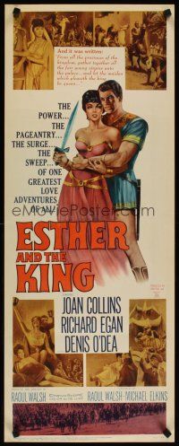 4g304 ESTHER & THE KING insert '60 Mario Bava, art of sexy Joan Collins & Richard Egan embracing!