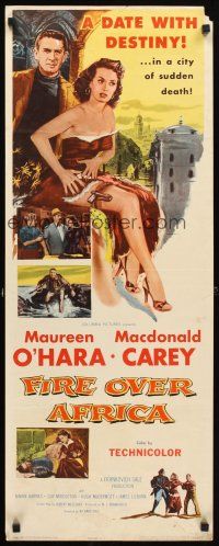 4g316 MALAGA insert '54 art of pretty Maureen O'Hara w/gun in stocking, Macdonald Carey!
