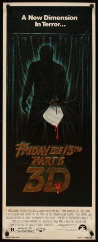 4g330 FRIDAY THE 13th PART 3 - 3D insert '82 slasher sequel, art of Jason stabbing through shower!