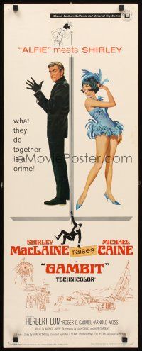 4g334 GAMBIT insert '67 art of Shirley MacLaine & Michael Caine preparing for crime!