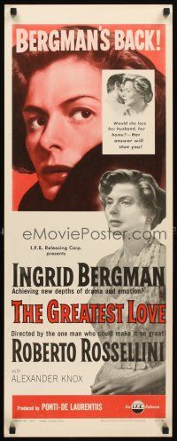 4g352 GREATEST LOVE insert '54 great art of Ingrid Bergman, Roberto Rossellini's Europa '51!