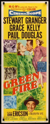 4g353 GREEN FIRE insert '54 art of beautiful full-length Grace Kelly + Stewart Granger!