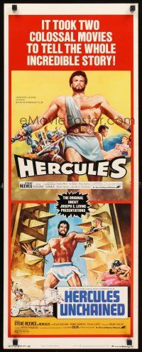 4g371 HERCULES/HERCULES UNCHAINED insert '73 world's mightiest man Steve Reeves double-bill!
