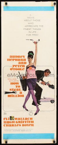 4g388 HOW TO STEAL A MILLION insert '66 art of sexy Audrey Hepburn & Peter O'Toole by McGinnis!