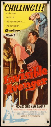 4g402 INVISIBLE AVENGER insert '58 the unseen Shadow Man, cool chilling horror artwork!