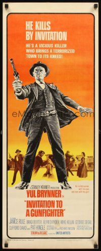 4g403 INVITATION TO A GUNFIGHTER insert '64 vicious killer Yul Brynner brings a town to its knees!