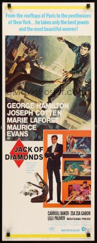 4g411 JACK OF DIAMONDS insert '67 cool art of jewel thief George Hamilton & beautiful women!