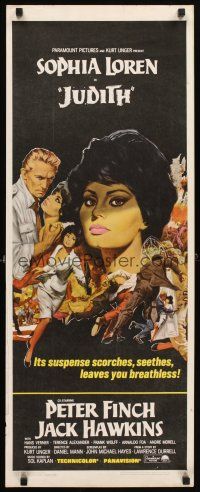 4g414 JUDITH insert '66 Daniel Mann directed, artwork of sexiest Sophia Loren & Peter Finch!