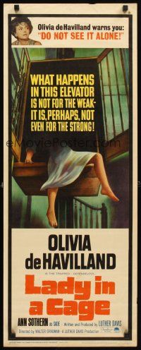4g427 LADY IN A CAGE insert '64 Olivia de Havilland, It is not for the weak, not even for the strong