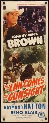 4g433 LAW COMES TO GUNSIGHT insert '47 great images of tough cowboy Johnny Mack Brown!