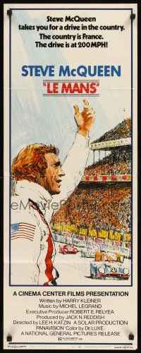 4g434 LE MANS insert '71 best close up art of race car driver Steve McQueen waving at fans!