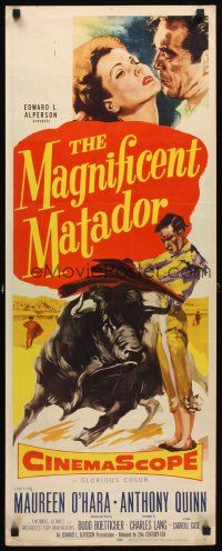 4g460 MAGNIFICENT MATADOR insert '55 Budd Boetticher, Anthony Quinn, Maureen O'Hara, bullfighting!