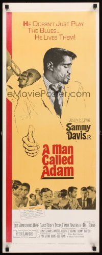 4g464 MAN CALLED ADAM insert '66 great image of Sammy Davis Jr + Louis Armstrong playing trumpet!