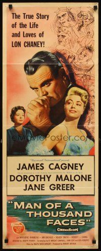 4g469 MAN OF A THOUSAND FACES insert '57 James Cagney as Lon Chaney Sr, w/sexy Dorothy Malone!