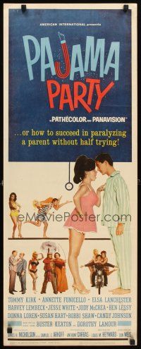4g520 PAJAMA PARTY insert '64 Annette Funicello in sexy lingerie, Tommy Kirk, Buster Keaton shown!