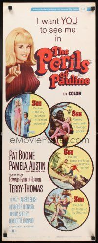 4g528 PERILS OF PAULINE insert '67 Rebellion Girl Pamela Austin is dodgin' unbelievable perils!