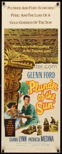 4g533 PLUNDER OF THE SUN insert '53 Glenn Ford, Diana Lynn, plunder and fury-scorched peril!