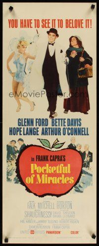 4g534 POCKETFUL OF MIRACLES insert '62 Frank Capra, artwork of Glenn Ford, Bette Davis & more!