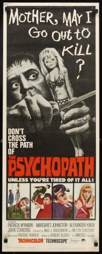 4g548 PSYCHOPATH insert '66 Robert Bloch, wild horror image, Mother, may I go out to kill?