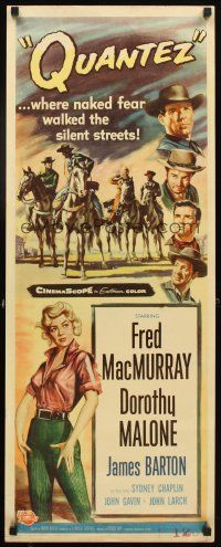 4g554 QUANTEZ insert '57 artwork of Fred MacMurray & sexy Dorothy Malone with torn shirt!