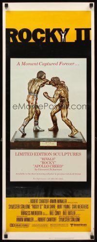4g574 ROCKY II insert '79 Sylvester Stallone & Carl Weathers in bronze, boxing sequel!