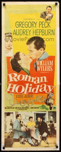 4g576 ROMAN HOLIDAY insert '53 Audrey Hepburn, Gregory Peck kicks Eddie Albert under table!