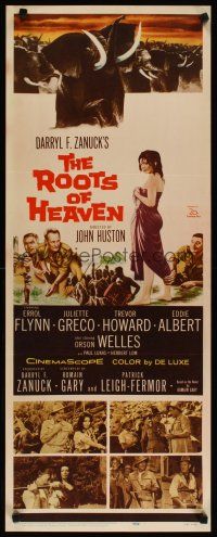 4g577 ROOTS OF HEAVEN insert '58 directed by John Huston, Errol Flynn & sexy Julie Greco in Africa