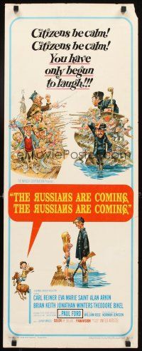 4g582 RUSSIANS ARE COMING insert '66 Carl Reiner, great Jack Davis art of Russians vs Americans!