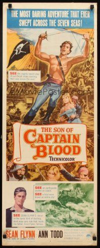 4g627 SON OF CAPTAIN BLOOD insert '63 giant full-length image of barechested pirate Sean Flynn!