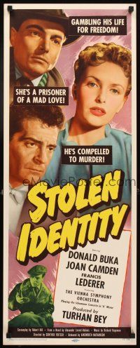 4g640 STOLEN IDENTITY insert '53 he's gambling his life for freedom, she's a prisoner of mad love!