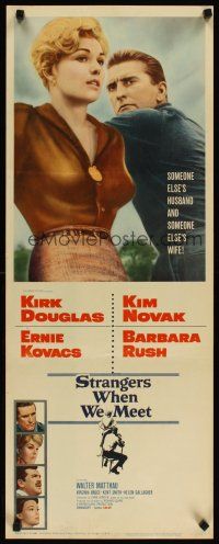 4g649 STRANGERS WHEN WE MEET insert '60 different image of Kirk Douglas & sexy Kim Novak!