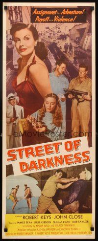 4g651 STREET OF DARKNESS insert '58 the assignment was adventure, the payoff was violence!