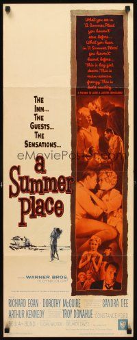 4g657 SUMMER PLACE insert '59 Sandra Dee & Troy Donahue in young lovers classic, image of cast!