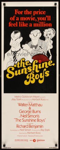 4g661 SUNSHINE BOYS insert '75 Al Hirschfeld art of George Burns, Walter Matthau & Lee Meredith!