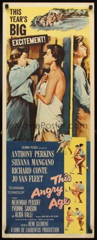 4g682 THIS ANGRY AGE insert '58 great art of Anthony Perkins & nearly naked Silvana Mangano!