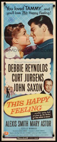 4g683 THIS HAPPY FEELING insert '58 Debbie Reynolds, Curt Jurgens, Saxon, you'll love this!