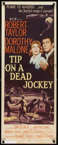 4g694 TIP ON A DEAD JOCKEY insert '57 Robert Taylor & Dorothy Malone caught in horse race crime!