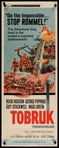 4g698 TOBRUK insert '67 art of soldiers Rock Hudson & George Peppard in World War II!