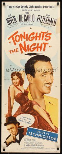 4g699 TONIGHT'S THE NIGHT insert '54 David Niven, sexy Yvonne De Carlo, Happy Ever After!